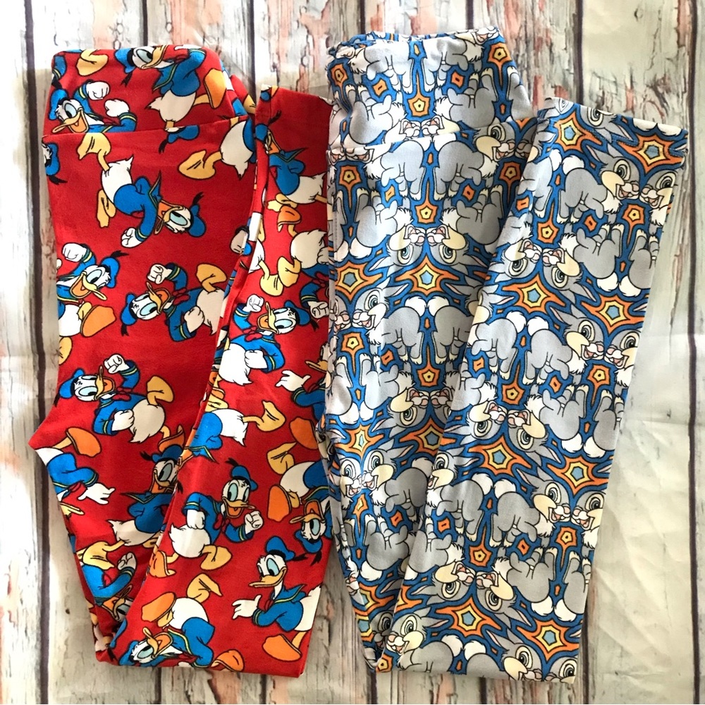 2 Pack Disney DONALD DUCK & THUMPER The Rabbit Print Soft LEGGINGS G…